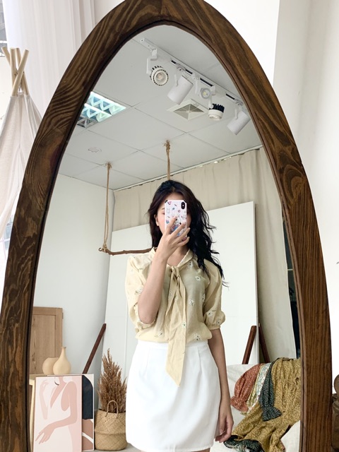 Áo voan tơ hoa nhí thắt nơ 6.8