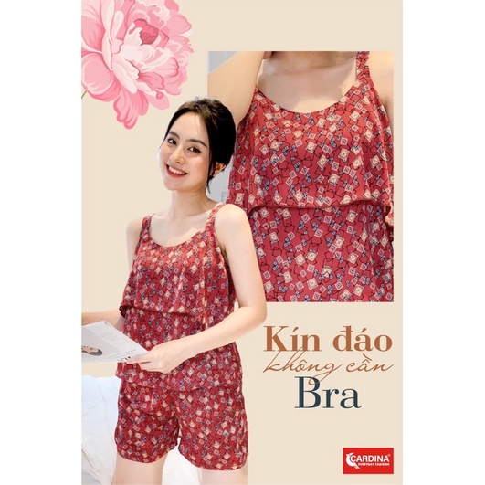 Đồ Bộ Nữ 𝐂𝐀𝐑𝐃𝐈𝐍𝐀 Bộ Mặc Nhà Chất Lụa Satin Cao Cấp Quần Đùi Áo Hai Dây Họa Tiết Quyến Rũ 2SF14