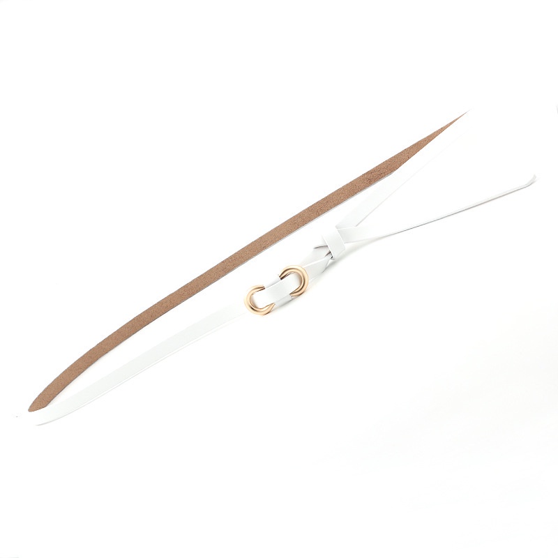 Thắt lưng da PU bản nhỏ màu trơn trang trí nơ xinh xắn dành cho nữ