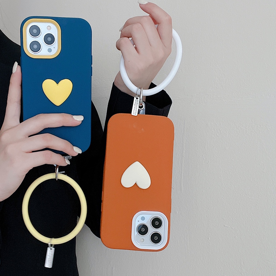 Ốp Điện Thoại Silicone Mềm 3 Trong 1 Có Vòng Nhẫn Hình Trái Tim Cho iphone 11 pro x xr xs max 7 8 6 6s plus