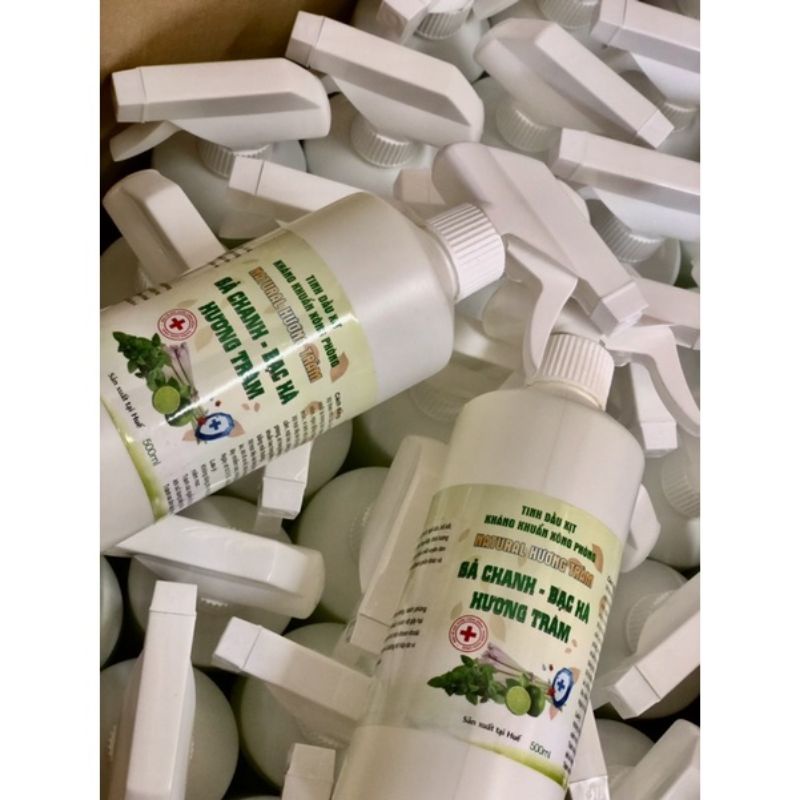 tinh dầu xịt khử khuẩn hương sả, bạc hà, tràm, khuynh diệp 500ml