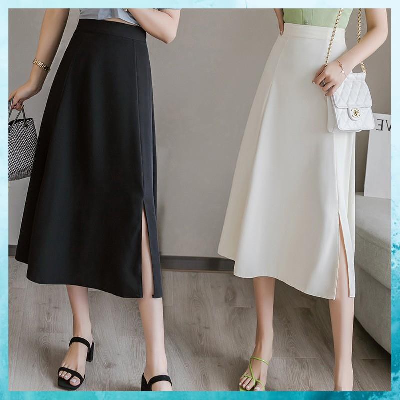 [FreeShip] Chân Váy Chữ A Dài, Đầm Nữ Trắng Đen Dài Xẻ Cạnh Công Sở | BigBuy360 - bigbuy360.vn