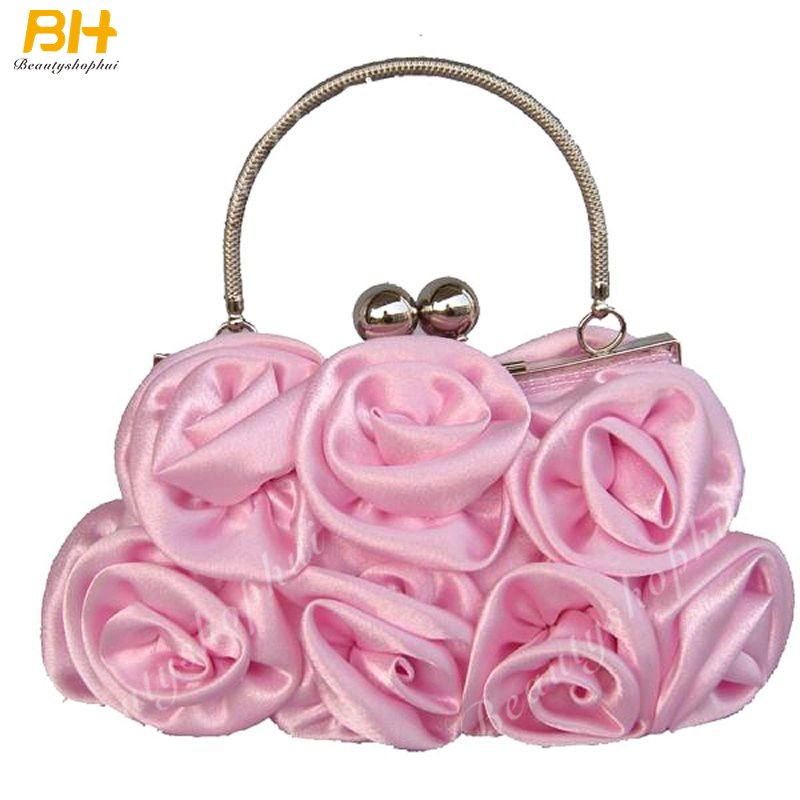 Ví Cầm Tay Vải Satin Đính Hoa Xinh Xắn Cho Cô Dâu