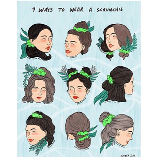 Chun buộc tóc scrunchie lụa Màu Bạc