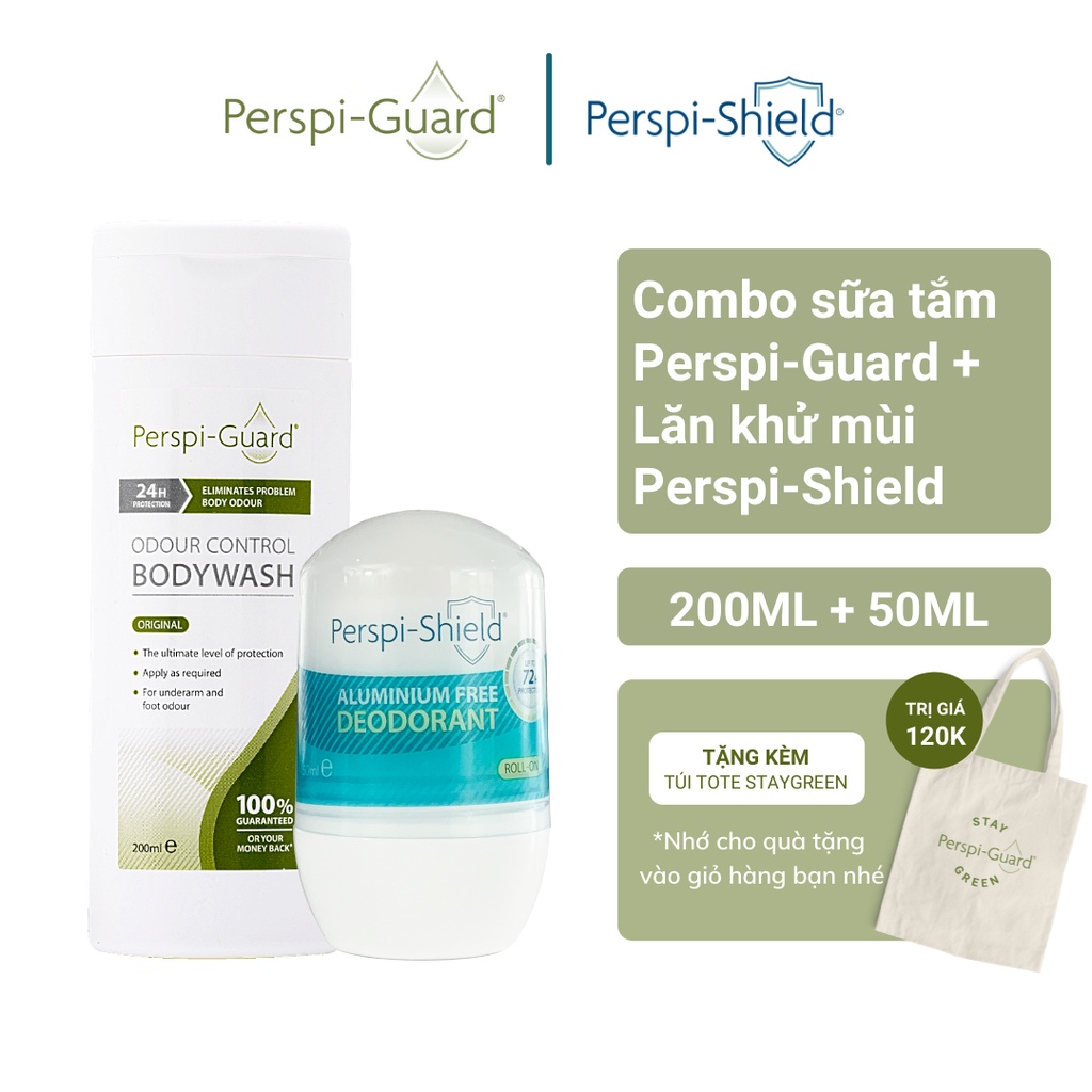 Combo ngăn mồ hôi sữa tắm Perspi-Guard + lăn khử mùi Perspi-Shield