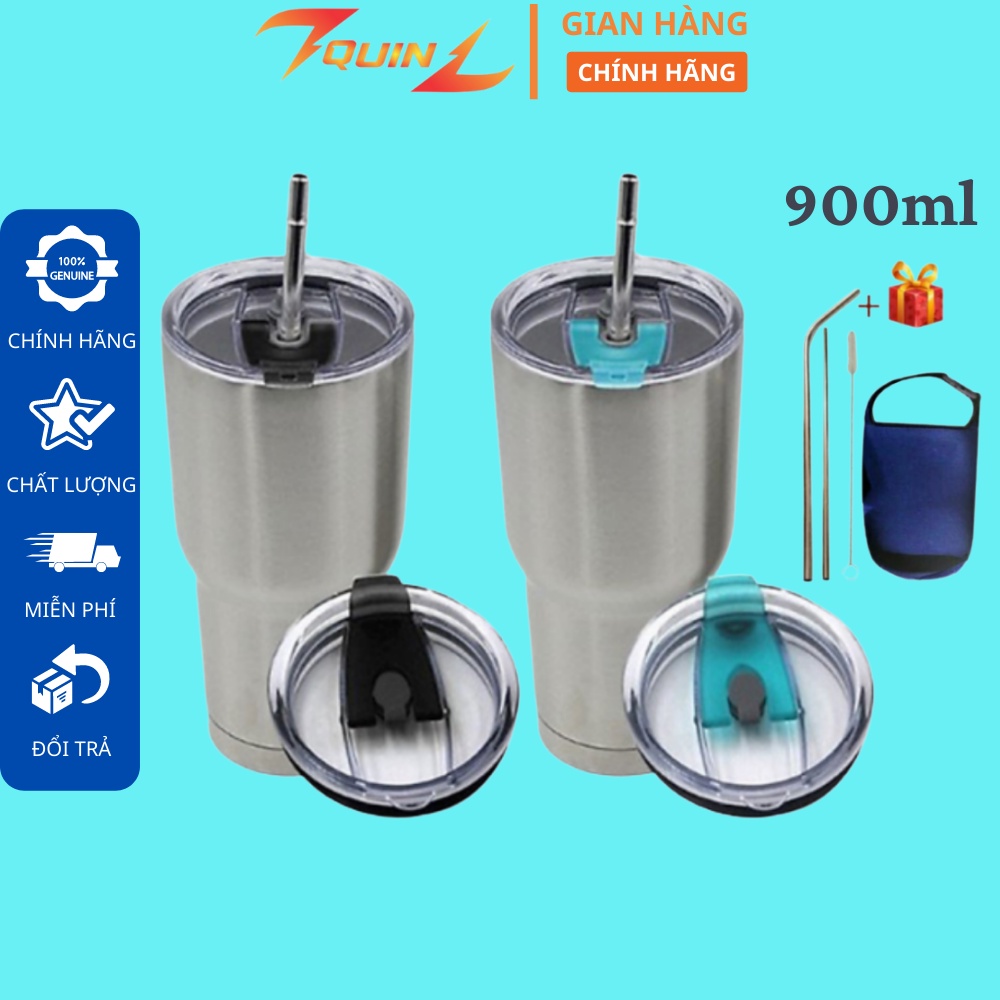 Ly Giữ Nhiệt 8 Tiếng Khổng Lồ 900ml Yeti Thailand Tặng Kèm Ống Hút Inox, Túi Xách (Giao màu ngẫu nhiên)