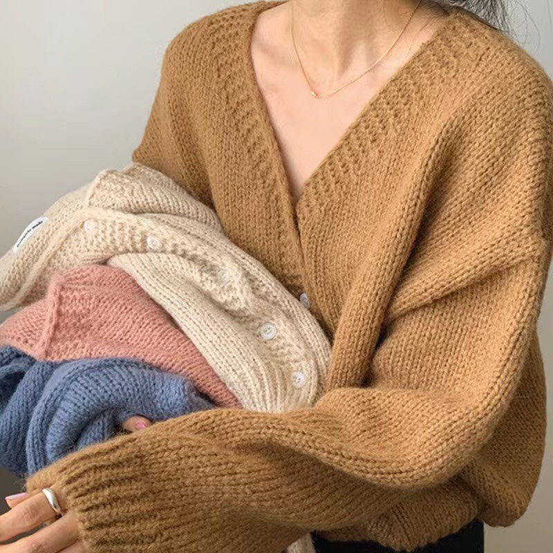 [Mã FAMARAL1 giảm 10K đơn 50K] 14101. ÁO KHOÁC LEN/ ÁO LEN CARDIGAN DỆT KIM TAY DÀI PHONG CÁCH VINTAGE