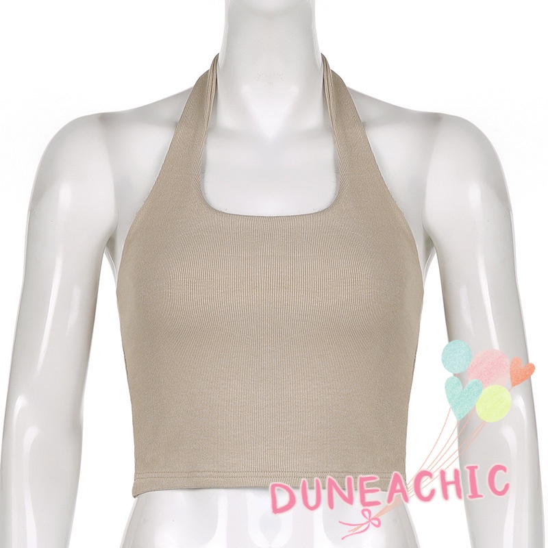 Áo Croptop Hai Dây Màu Trơn Hở Lưng Gợi Cảm Cho Nữ