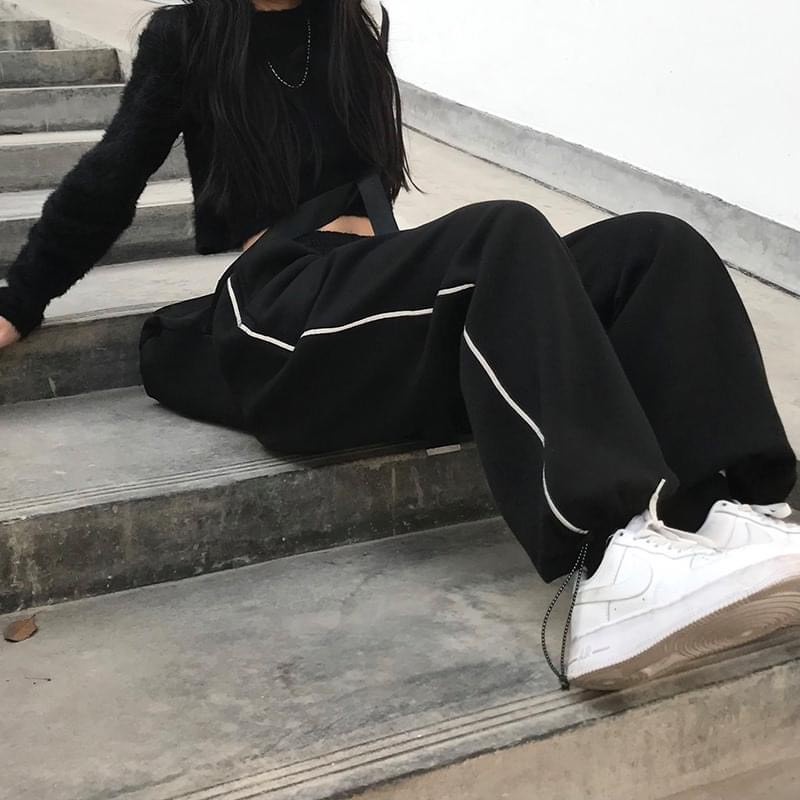 Quần jogger thun Unisex 1 sọc cạp chun form rộng unisex mặc được 2 kiểu PIGI STORE Mã 21