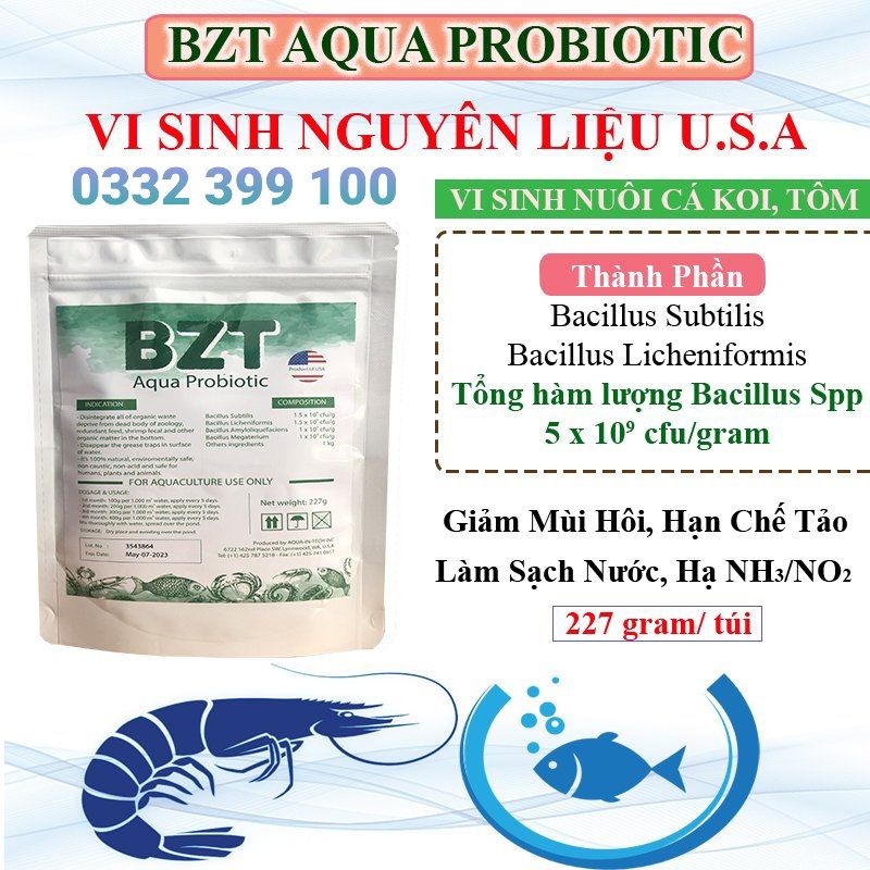 Vi Sinh BZT Xử Lý Nước - Đáy Phân Hủy Bùn ,KHỬ mùi Hôi#bzt 227g