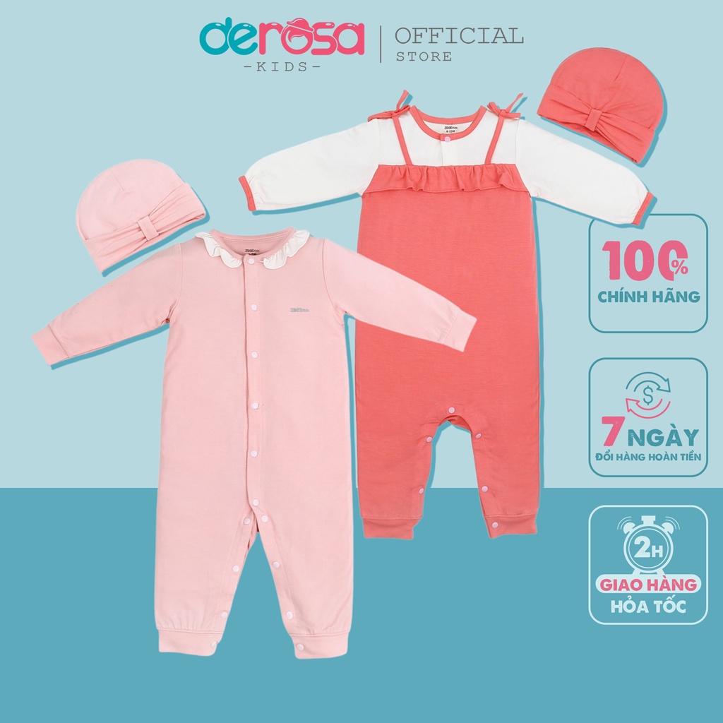 Bộ body cho bé sơ sinh DEROSA KID đồ bộ bé gái dài tay từ 0 đến 6 thumbnail