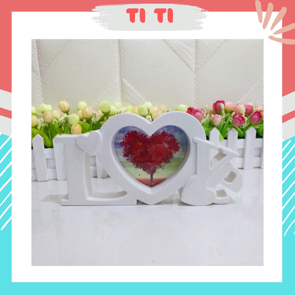 Khung ảnh để bàn treo tường hiện đại có chữ I Love 2 màu trắng đỏ đẹp tại Tổng kho TiTi