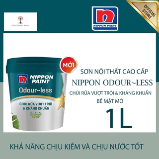 Sơn nước nội thất - Siêu cao cấp - Nippon Odour~less -Chùi rửa- Kháng khuẩn - Bề mặt mờ - 1L
