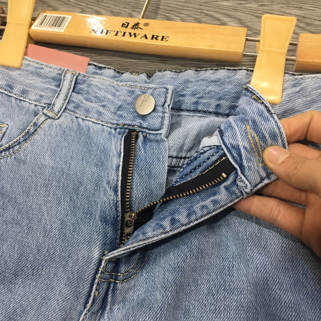 Quần jean nữ ống rộng lưng cao quần bò nữ dáng suông cạp cao HN Clothing Q2