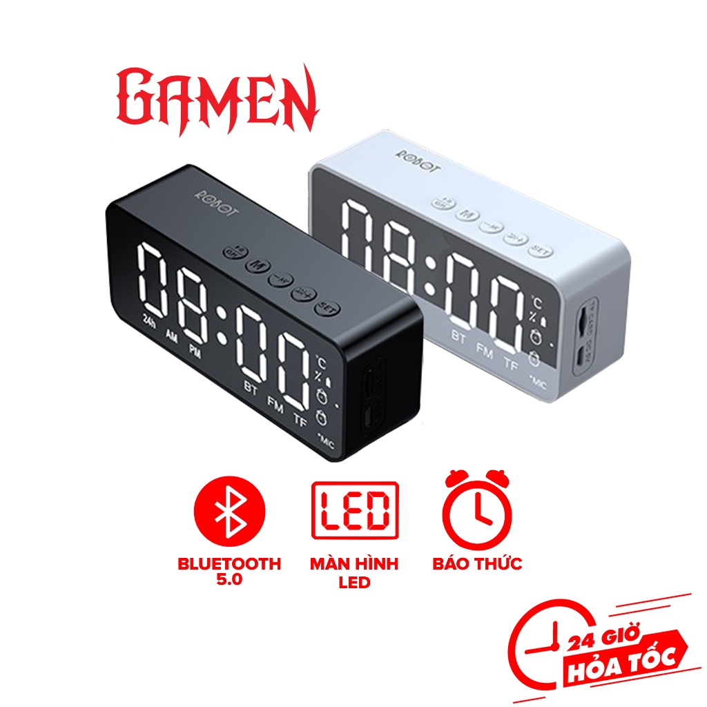 Loa bluetooth đồng hồ ROBOT RB150 màn hình led kiêm loa đồng hồ báo thức hỗ trợ nghe fm thẻ nhớ