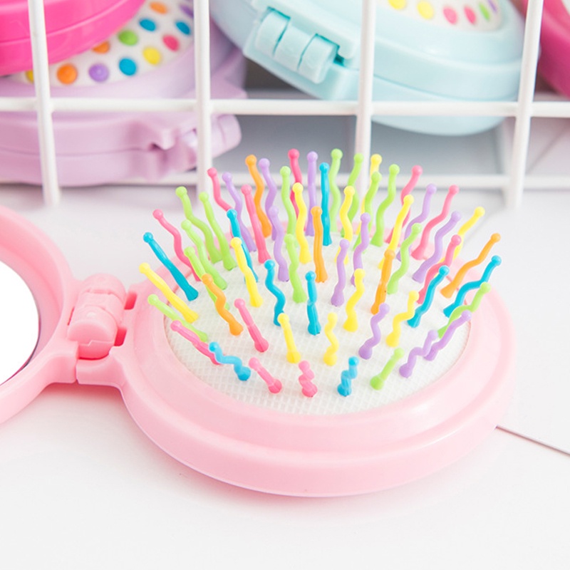 Lược Gấp Mini Kèm Gương 2 Trong 1 Dễ Dàng Mang Theo Thiết Kế Dễ Thương