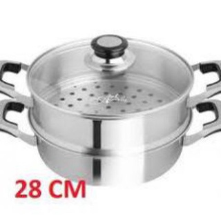 Nồi hấp xửng 2 tầng inox mặt kính