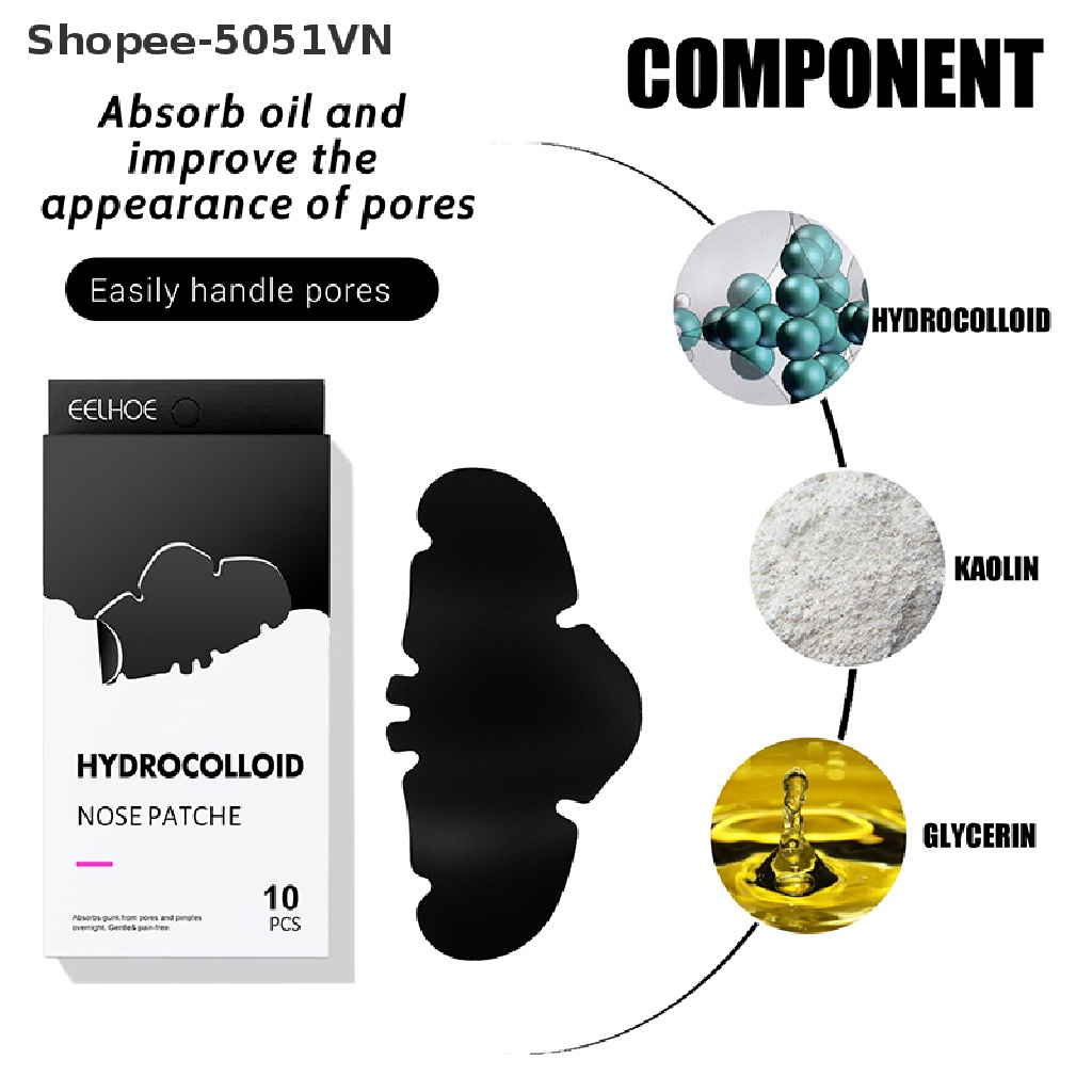 Set 10 miếng dán mũi lột mụn đầu đen Hydrocolloid làm sạch sâu chăm sóc da