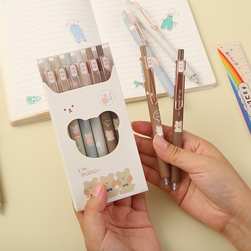 Lẻ 01 bút mực đầu bấm Pennie hoạt hình gấu thiết kế cute cho học sinh ghi chép