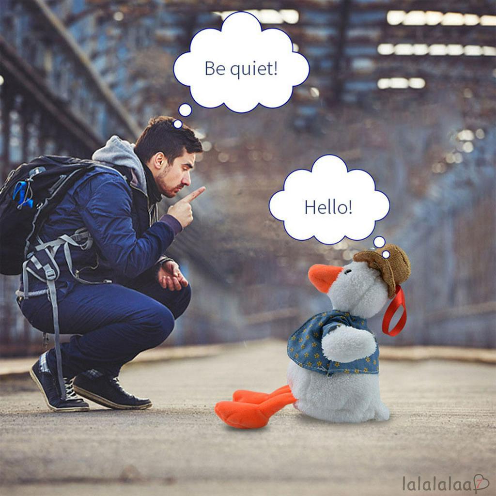 Mô hình vịt đội mũ nhồi bông có thể thu âm giọng nói chạy bằng điện dành cho trẻ em