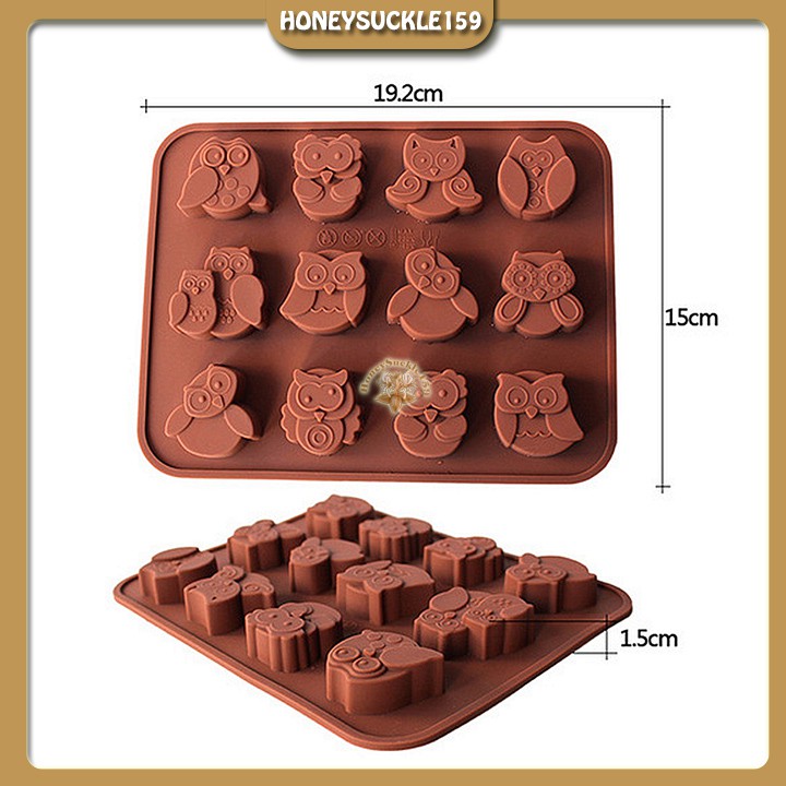 [Ảnh Thât+Video]Khuôn Silicon Đổ Socola/Thạch/Đá/Kẹochipchip/Pudding Hình 12 Chim Cú