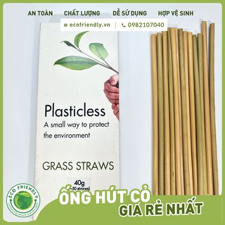 Ống hút cỏ bàng (Grass straws) Hộp 50 ống dài 20 cm - Hàng xuất khẩu đi Mỹ - Dùng được cho tất cả các loại thức uống