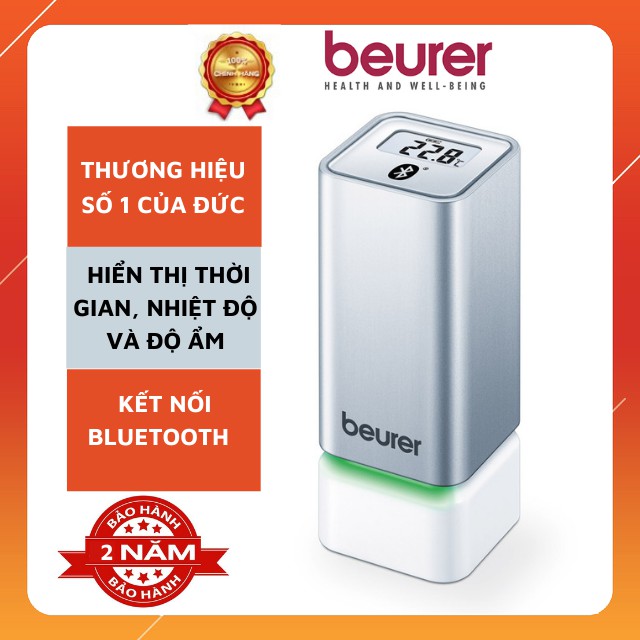 Nhiệt ẩm kế điện tử Beurer HM55, kết nối với điện thoại, hiển thị thời gian, độ ẩm và nhiệt độ phòng