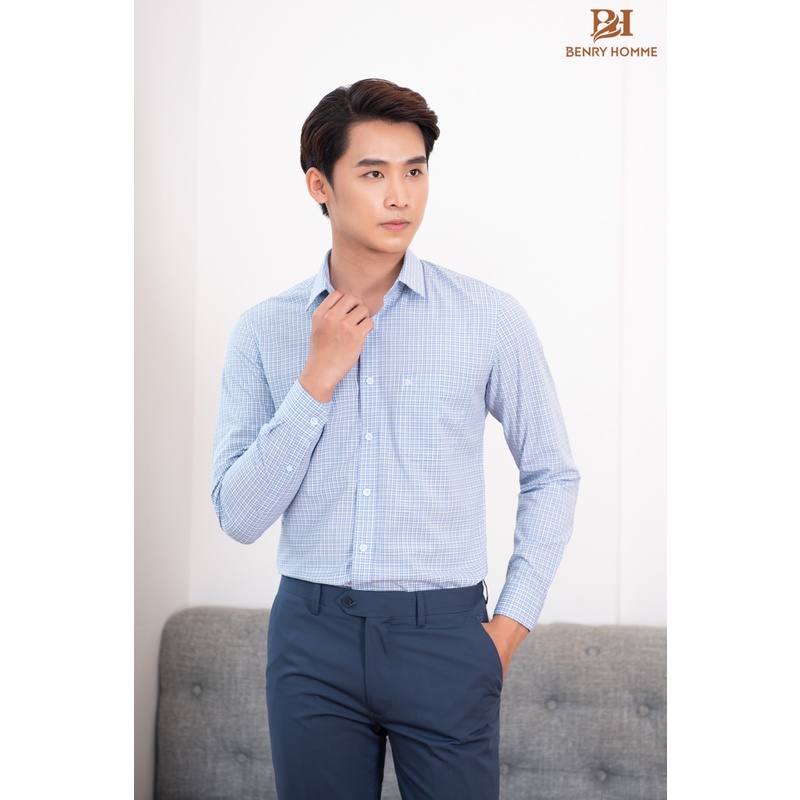 Áo sơ mi nam cổ bẻ Benry, áo chính hãng hàn quốc,chuẩn form, sang trọng - thanh lịch mã áo 1921GR - BENRY HOMME