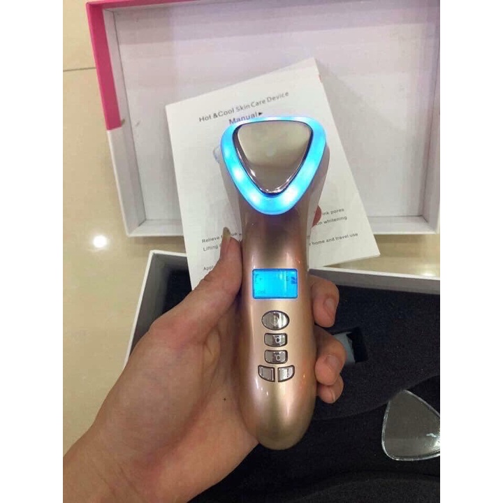 Máy điện di nóng lạnh D002, có ánh sáng sinh học và rung massage