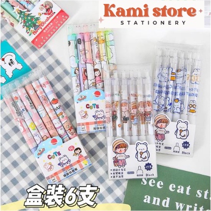 Set 6 Bút Bi Mực Đen Hình Kute Kami store