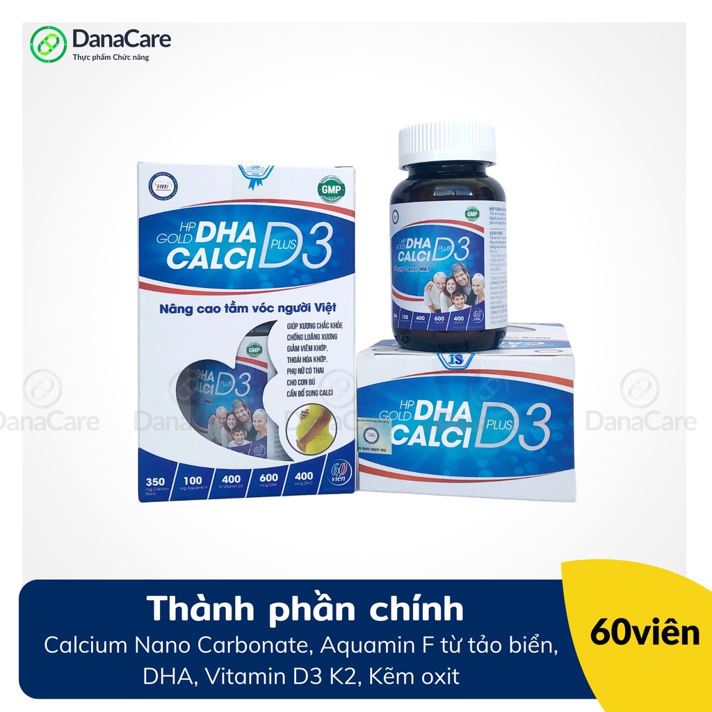 Viên uống Canxi, DHA, vitamin D3 cho người lớn Lọ 60 viên