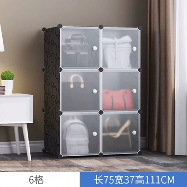 [SỈ SIZE TO 47cm ] TỦ NHỰA LẮP GHÉP 6 Ô MẪU KIM CƯƠNG . Tặng 1 treo quần áo. Coa thể chọn màu thân tủ.