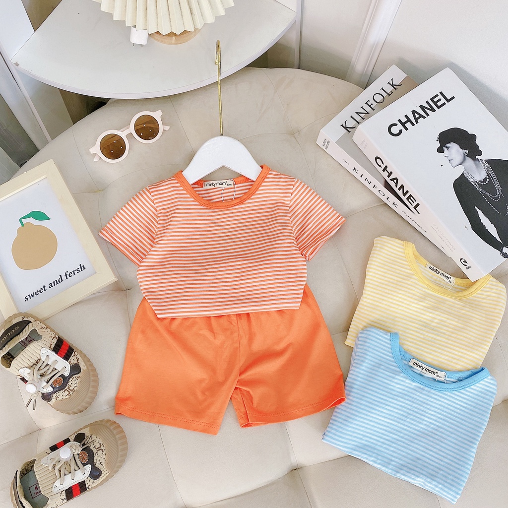 Đồ bộ MINKY MOM size đại cho bé trai bé gái cộc thun sọc, quần áo trẻ em monky mặc nhà cho bé 1 2 3 4 5 6 7 tuổi BC001