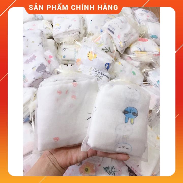 Set 10 khăn sữa sợi tre túi lưới cho bé sơ sinh