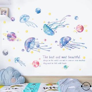 Miếng Dán Tường Trang Trí Họa Tiết Đại Dương Bầu Trời Đầy Sao Sáng Tạo Kích Thước 84 x 116cm