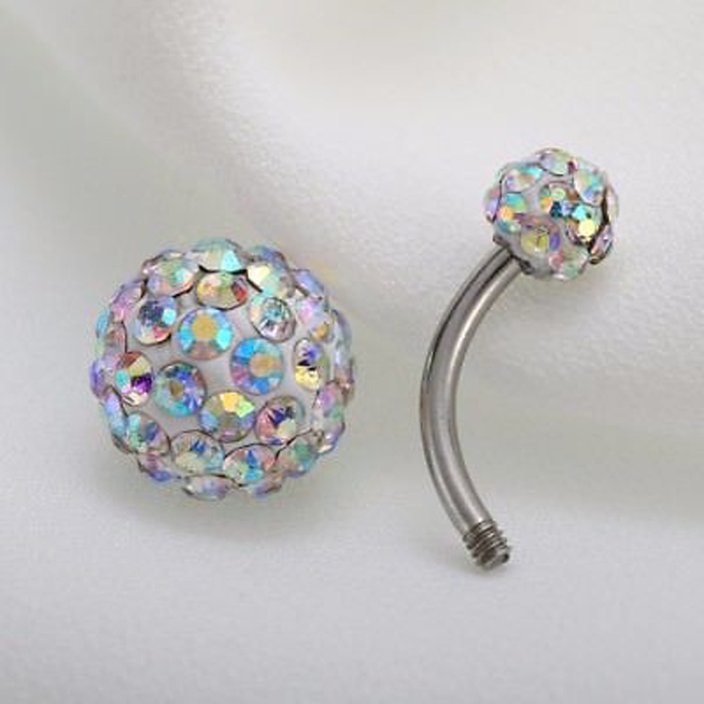 Khuyên rốn bằng thép phẫu thuật đính đá quý nhiều màu thích hợp múa bụng Shamballa