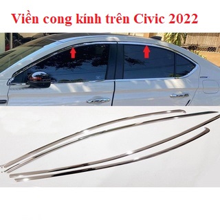 Viền cong kính + Chân Kính Inox Cho Xe Honda Civic 2021 - 2022