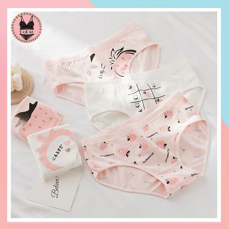 Quần Lót Nữ Cotton Kháng Khuẩn Thoáng Khí Quần Chip dễ thương hồng Flamingo