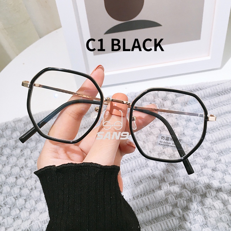 Mắt kính gọng hình đa giác bằng kim loại chống ánh sáng xanh