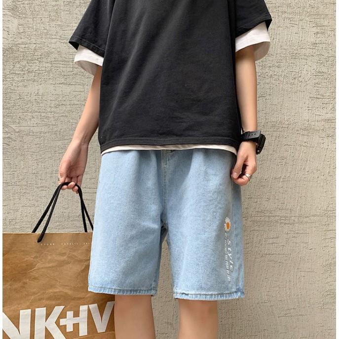 Quần short jean hoa cúc nam nữ Style ulzzang siêu hot | BigBuy360 - bigbuy360.vn
