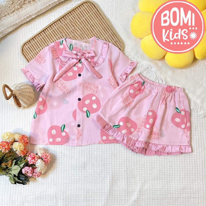 [ 15Kg - 35KG ] Đồ Bộ Bé Gái Pijama Lụa Cao Cấp Tay Ngắn