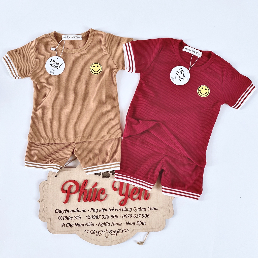 Bộ Cộc Gân Tăm Hàng Minky Mom Thêu Họa Tiết Mặt Cười Cho Bé (SP001331)