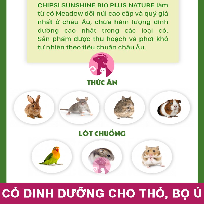 Cỏ Chipsi Sunshine Bio cho thỏ bọ ú (NK Đức) (Thức ăn dinh dưỡng)
