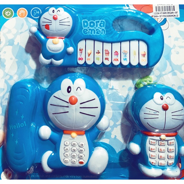 Đồ chơi đàn đoremon, mèo kitty 3 chạy pin, phát nhạc