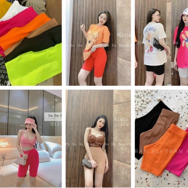 Hình thật trải sàn cận chất Quần ngố borip lưng đai thun full màu