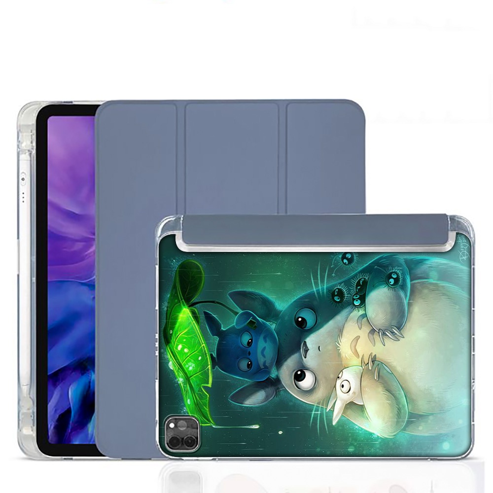 Ốp Máy Tính Bảng Silicon Mềm Họa Tiết Totoro Màu Tím 44J Cho iPad 7 8 9 Pro Mini4 Mini5 Air2 Air3 Air4 2022