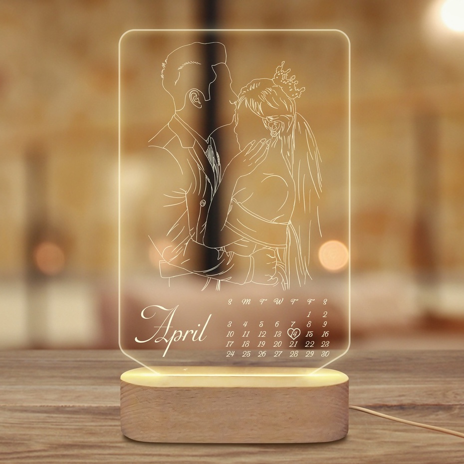 Đèn ngủ tự khắc theo yêu cầu trang trí phòng ngủ Thegioipuzzle và Bộ xếp hình gỗ