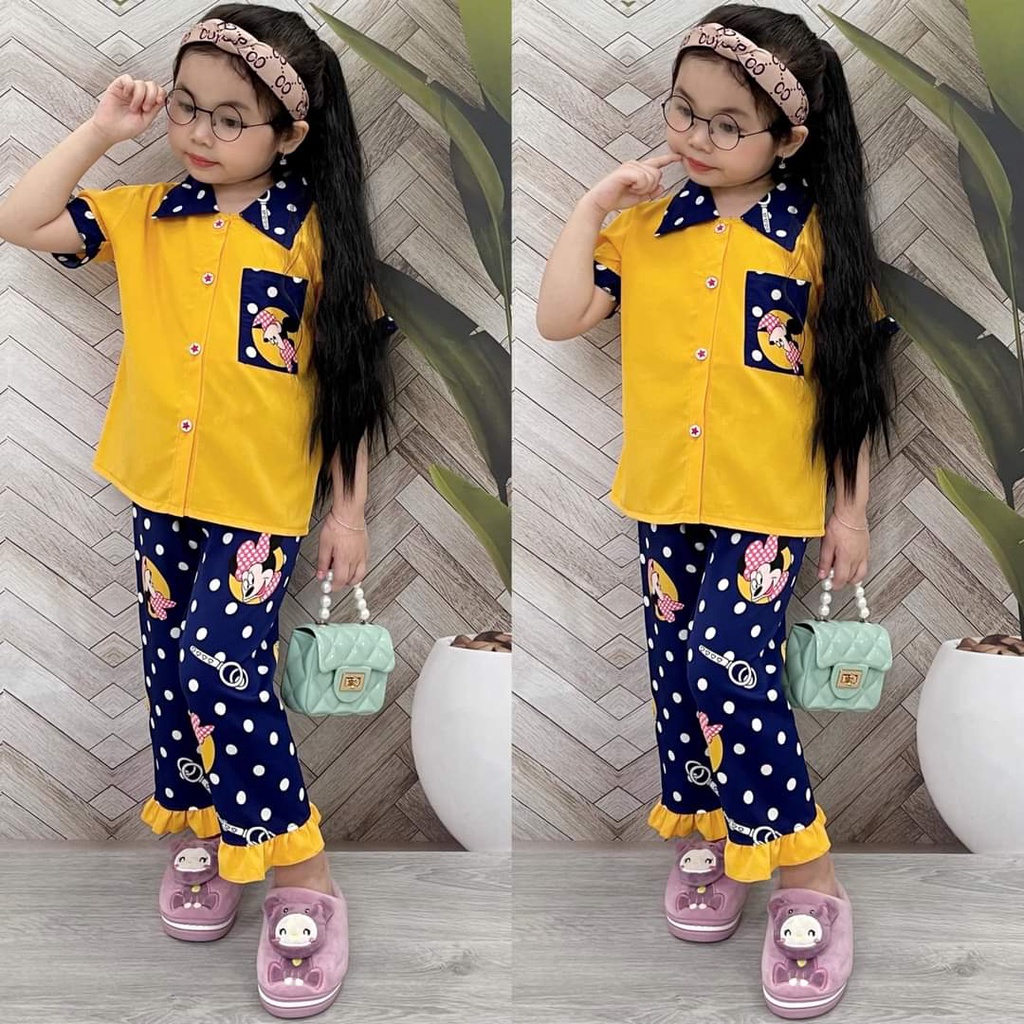 đồ bộ pijama lụa hàn cho bé siêu dể thương