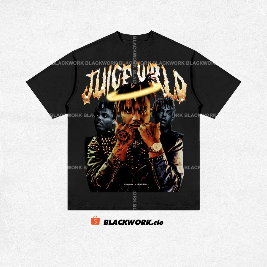 Áo Thun Juice Wrld Vintage Tay Lỡ Unisex - Đen Cổ Tròn | Blackwork