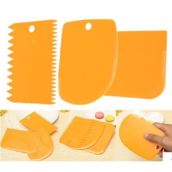 Bộ 3 miếng chà láng bánh ⚡ HÀNG LOẠI 1 ⚡ bộ 3 miếng Scaper giúp tạo hình bánh / cắt bột